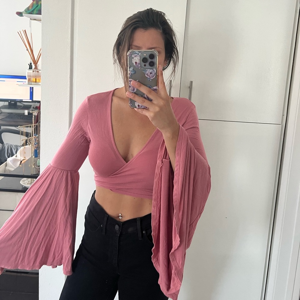 Lulus Pink Wrap Top size L